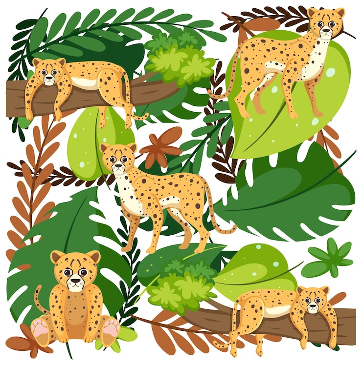 Vector gratuito lindo leopardo de patrones sin fisuras