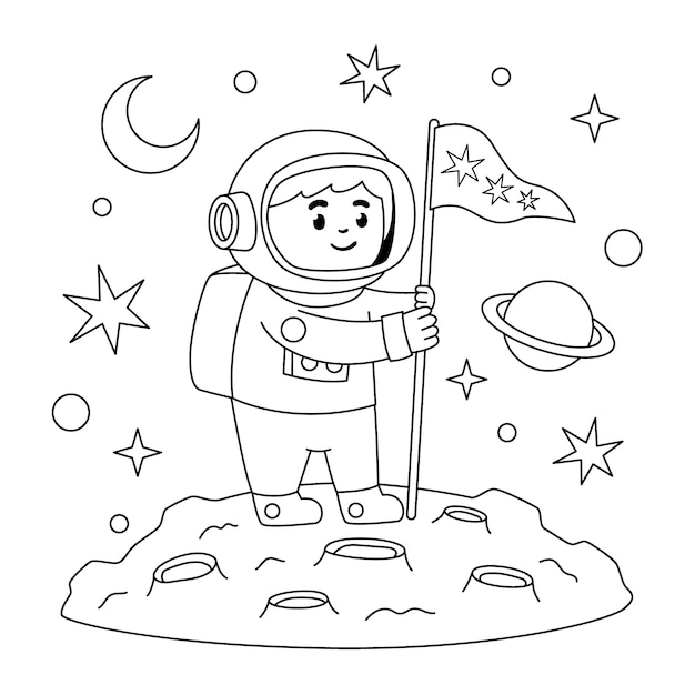 Lindo libro para colorear con astronauta