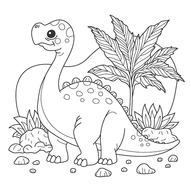 Vector gratuito lindo libro para colorear con dinosaurio