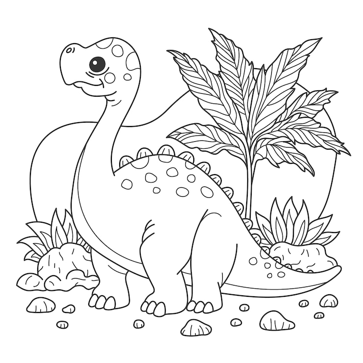 Vector gratuito lindo libro para colorear con dinosaurio