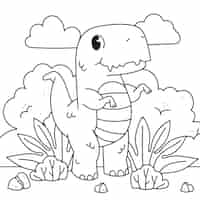 Vector gratuito lindo libro para colorear con dinosaurio