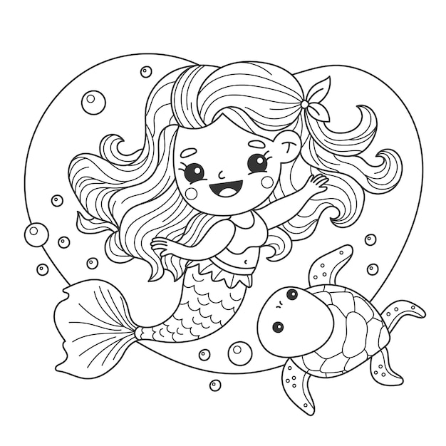 Lindo libro para colorear con sirena