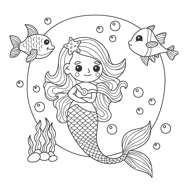 Lindo libro para colorear con sirena