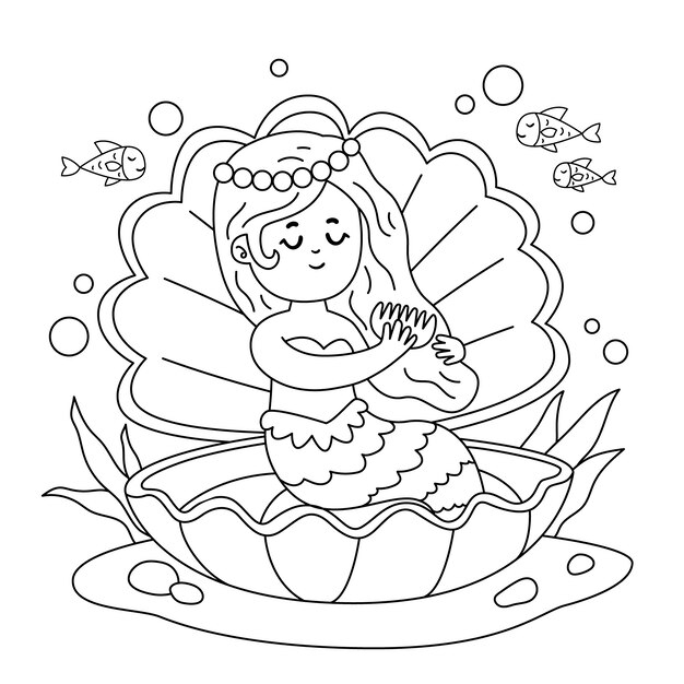 Lindo libro para colorear con sirena