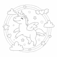 Vector gratuito lindo libro para colorear con unicornio