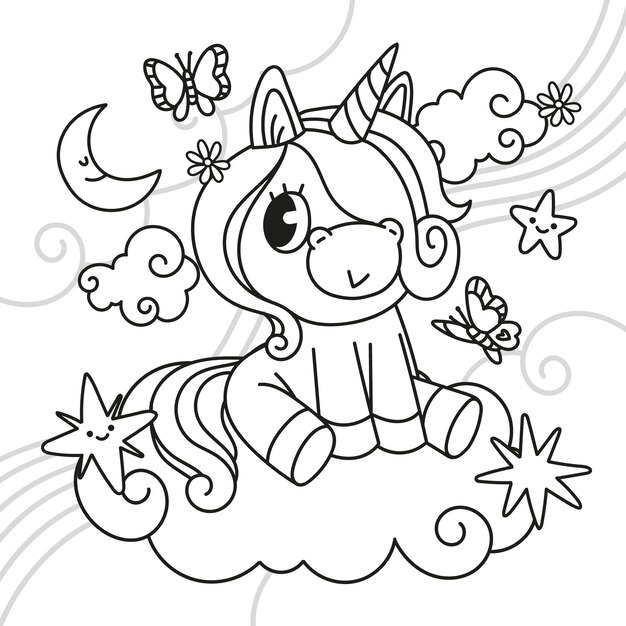 Lindo libro para colorear con unicornio