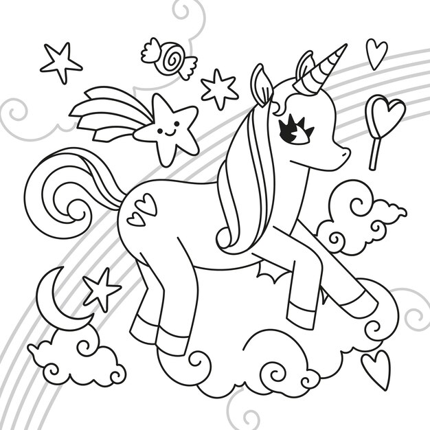 Lindo libro para colorear con unicornio