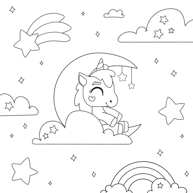 Lindo libro para colorear con unicornio