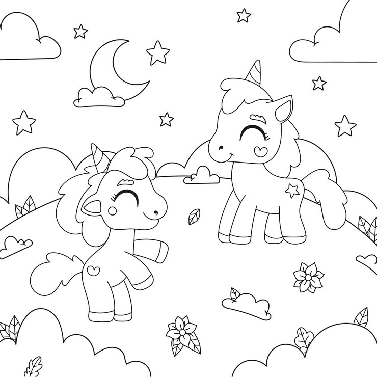 Vector gratuito lindo libro para colorear con unicornio