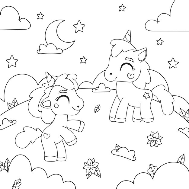 Lindo libro para colorear con unicornio