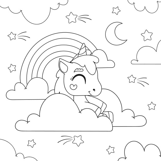 Lindo libro para colorear con unicornio