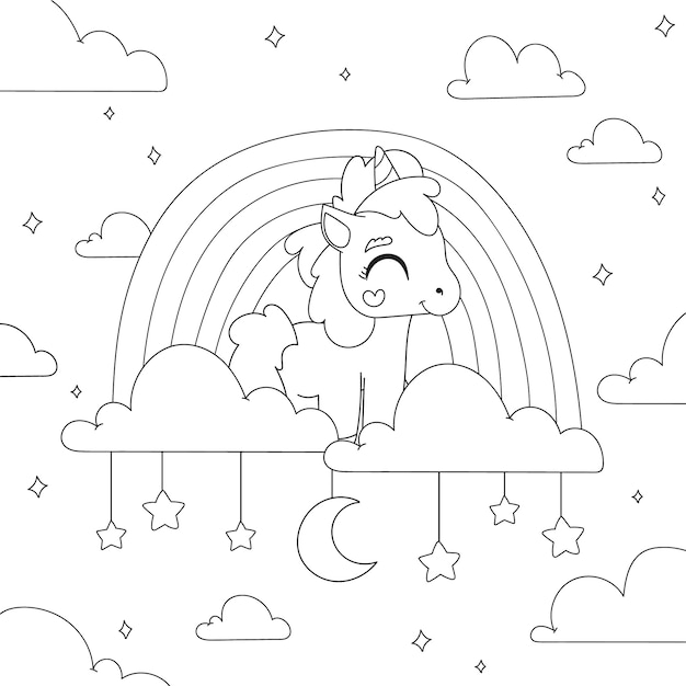 Lindo libro para colorear con unicornio