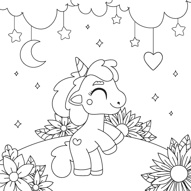 Lindo libro para colorear con unicornio