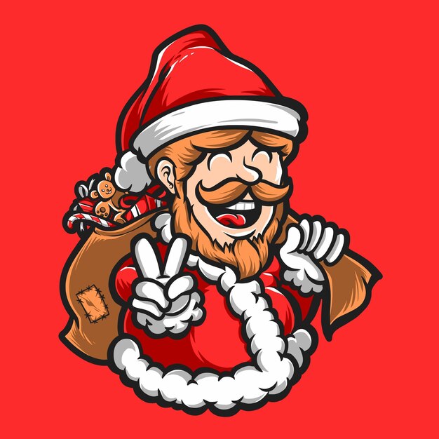Lindo logotipo de vector de personaje de santa claus