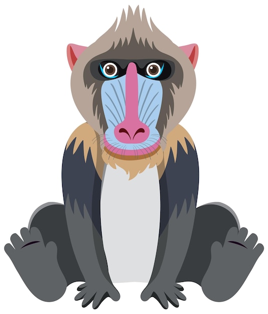 Vector gratuito lindo mandril en estilo plano