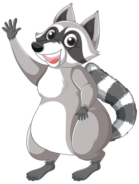 Lindo mapache de dibujos animados de pie sobre fondo blanco
