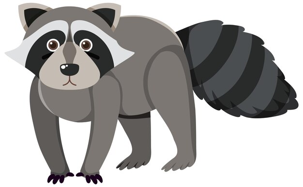 Lindo mapache en estilo de dibujos animados plana