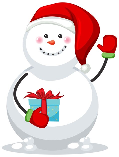 Lindo muñeco de nieve con sombrero rojo