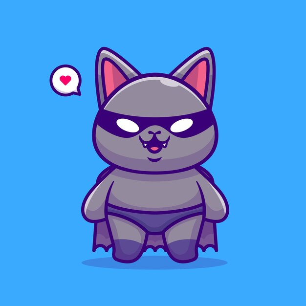 Lindo murciélago superhéroe dibujos animados Vector icono ilustración Animal vacaciones icono concepto aislado plano