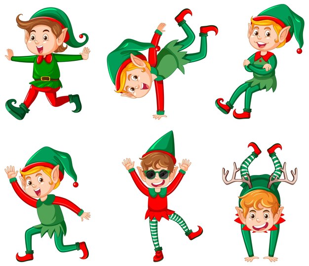 lindo, niño, llevando, elf, disfraz, caricatura