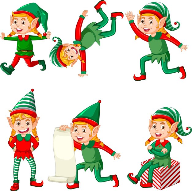 lindo, niño, llevando, elf, disfraz, caricatura