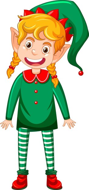 lindo, niño, llevando, elf, disfraz, caricatura