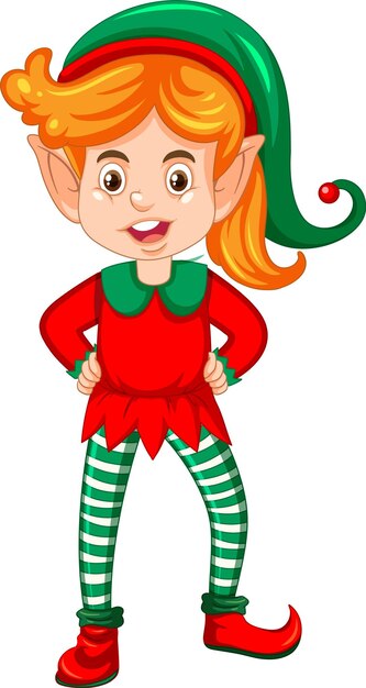 lindo, niño, llevando, elf, disfraz, caricatura