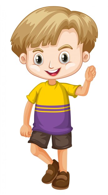 Lindo niño sonriente feliz aislado en blanco
