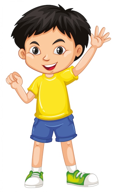Lindo niño sonriente feliz aislado en blanco