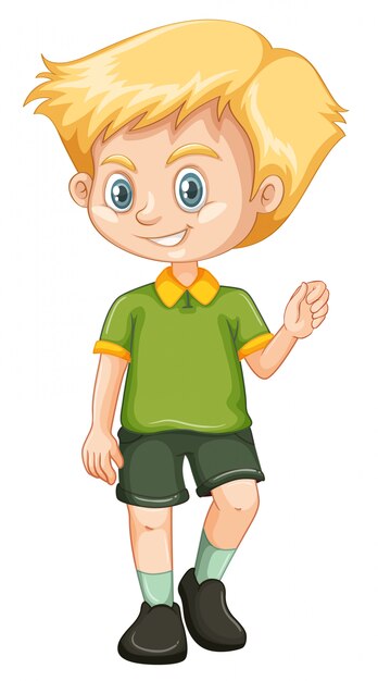 Lindo niño sonriente feliz aislado en blanco
