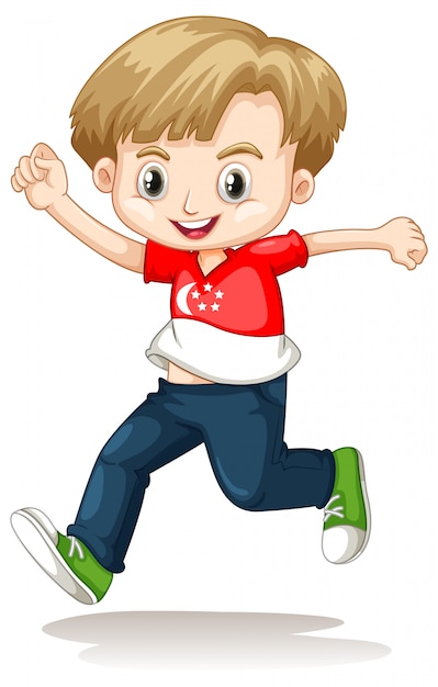 Lindo niño sonriente feliz aislado en blanco
