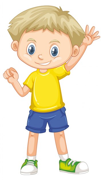 Lindo niño sonriente feliz aislado en blanco