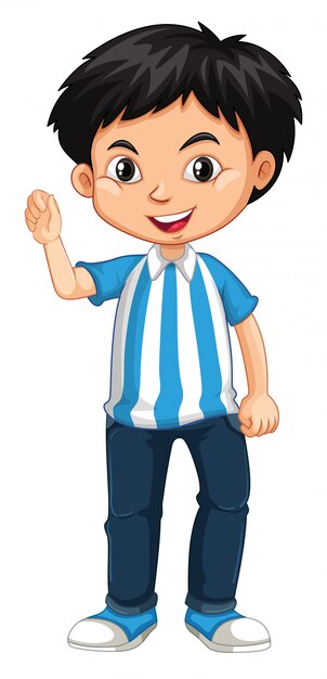 Lindo niño sonriente feliz aislado en blanco