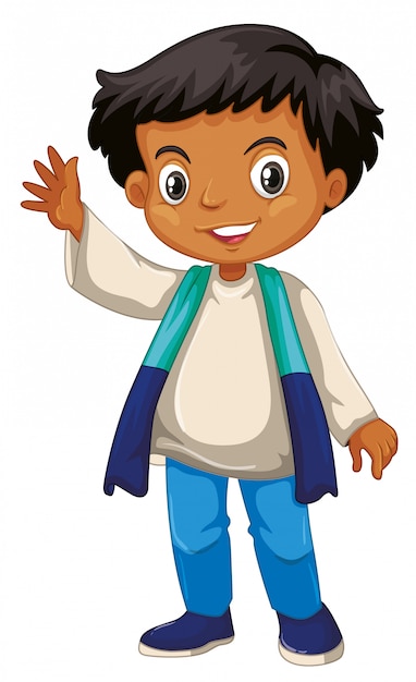 Vector gratuito lindo niño sonriente feliz aislado en blanco