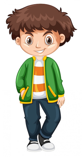Lindo niño sonriente feliz aislado en blanco