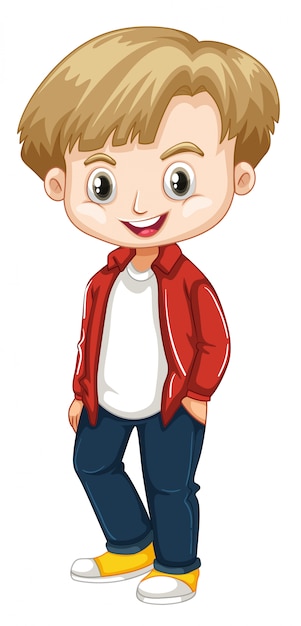 Vector gratuito lindo niño sonriente feliz aislado sobre fondo blanco.