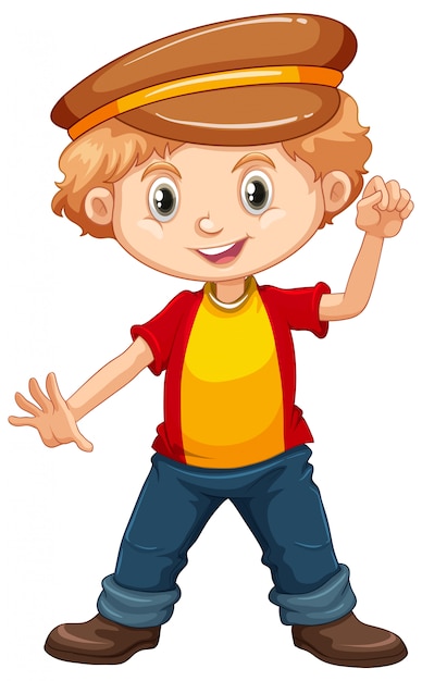 Vector gratuito lindo niño sonriente feliz aislado sobre fondo blanco.