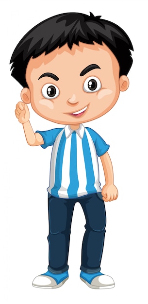 Vector gratuito lindo niño sonriente feliz aislado sobre fondo blanco.