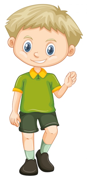 Vector gratuito lindo niño sonriente feliz aislado sobre fondo blanco.