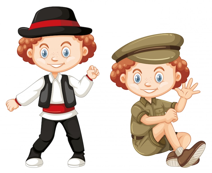 Vector gratuito lindo niño sonriente feliz aislado sobre fondo blanco.