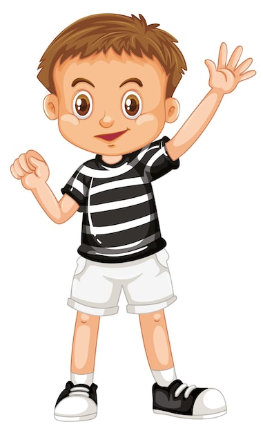 Vector gratuito lindo niño sonriente feliz aislado sobre fondo blanco.