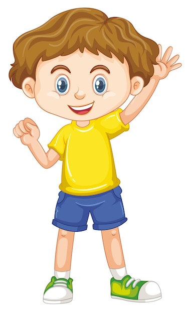 Vector gratuito lindo niño sonriente feliz aislado sobre fondo blanco.