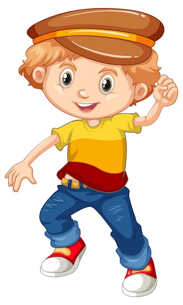 Vector gratuito lindo niño sonriente feliz aislado sobre fondo blanco.