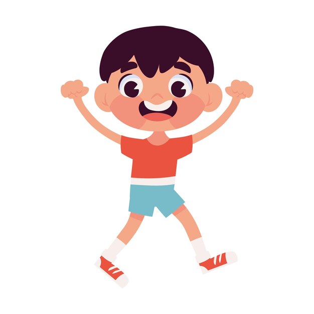 lindo niño sonriente icono de dibujos animados icono aislado fondo blanco