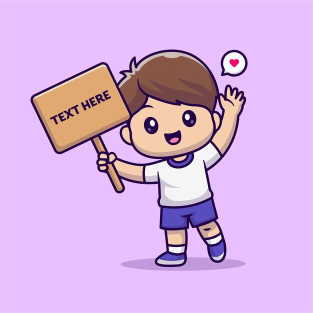 Lindo niño sosteniendo tablero dibujos animados Vector icono ilustración personas educación icono concepto aislado plano