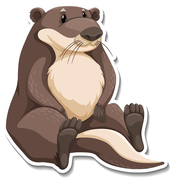 Lindo nutria de dibujos animados de animales salvajes pegatina