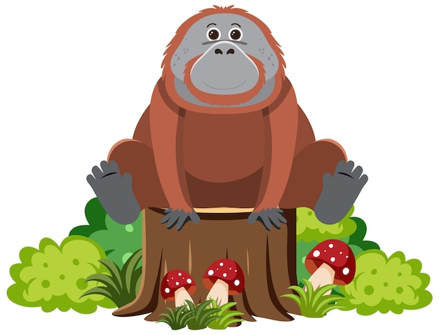 Vector gratuito lindo orangután en estilo plano aislado