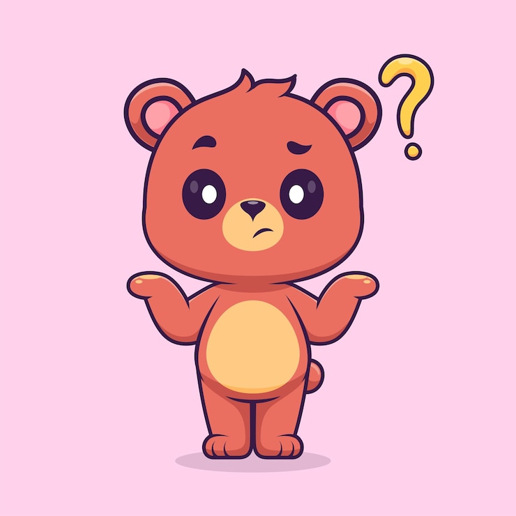 Vector gratuito lindo oso confundido dibujos animados vector icono ilustración animal naturaleza icono concepto aislado vector plano