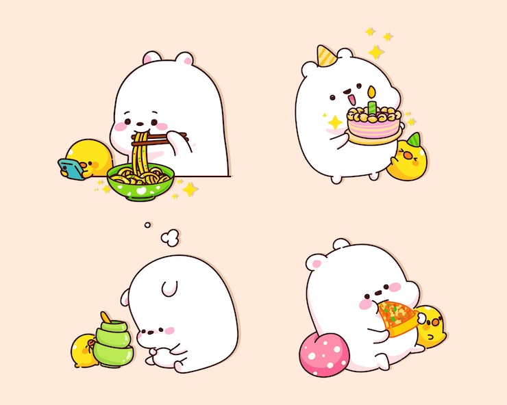 Vector gratuito lindo oso es feliz ilustración de dibujos animados