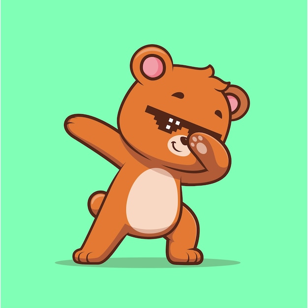 Lindo oso frotando con swag gafas dibujos animados vector icono ilustración animal vacaciones aislado plano